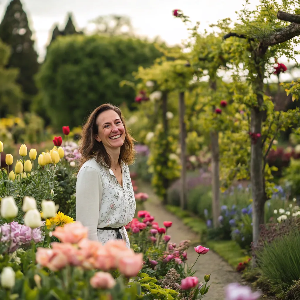 Smiling woman in garden